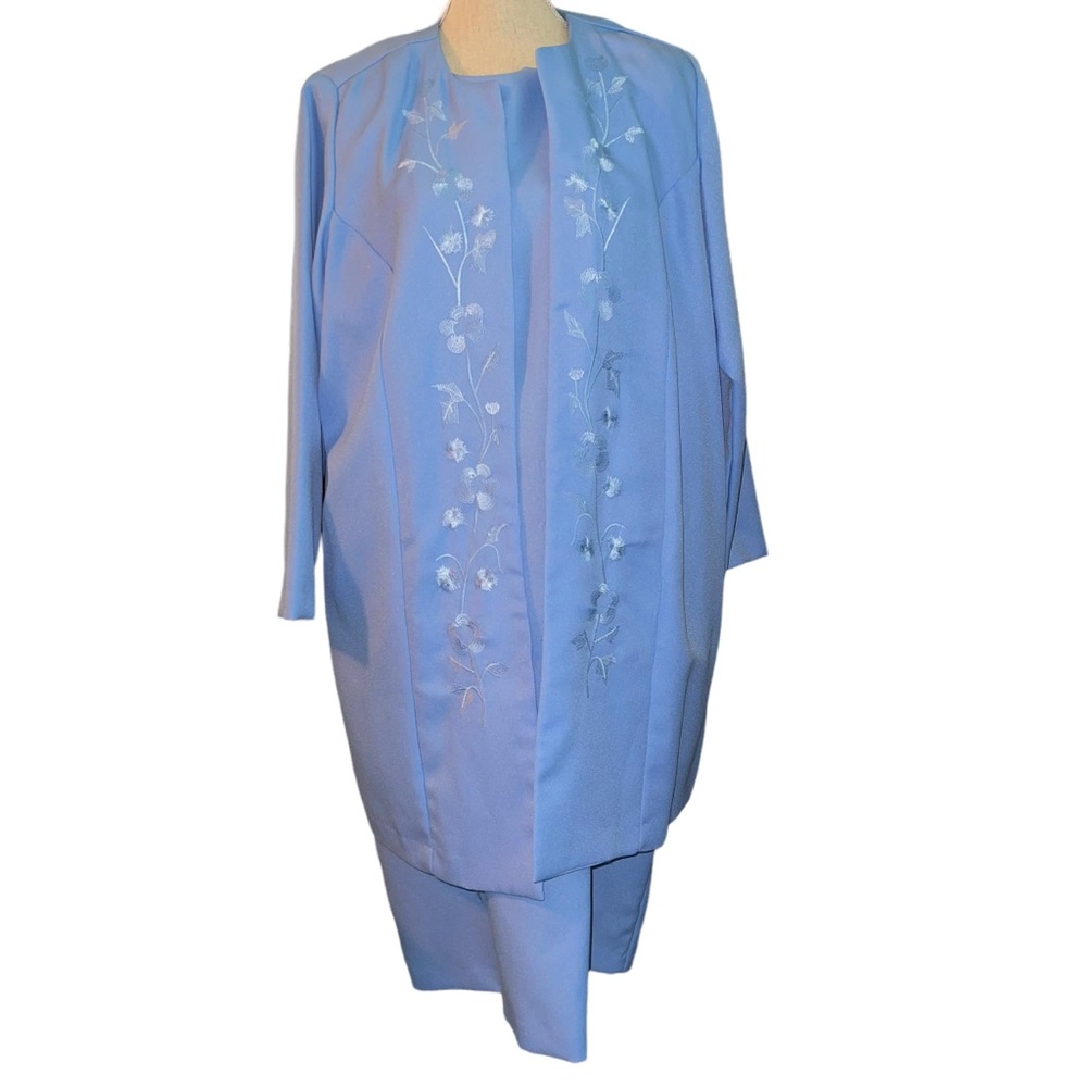 Anthony Richards Women’s Blue Sheath Dress With Matching Jacket Sz 20W Vtg
